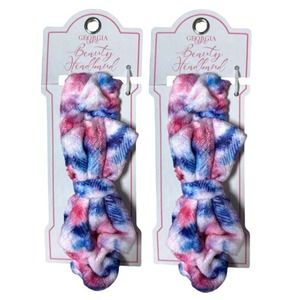 2 Pack Georgia Lane Plush Beauty Headband w/ Bow - One Size Multicolor